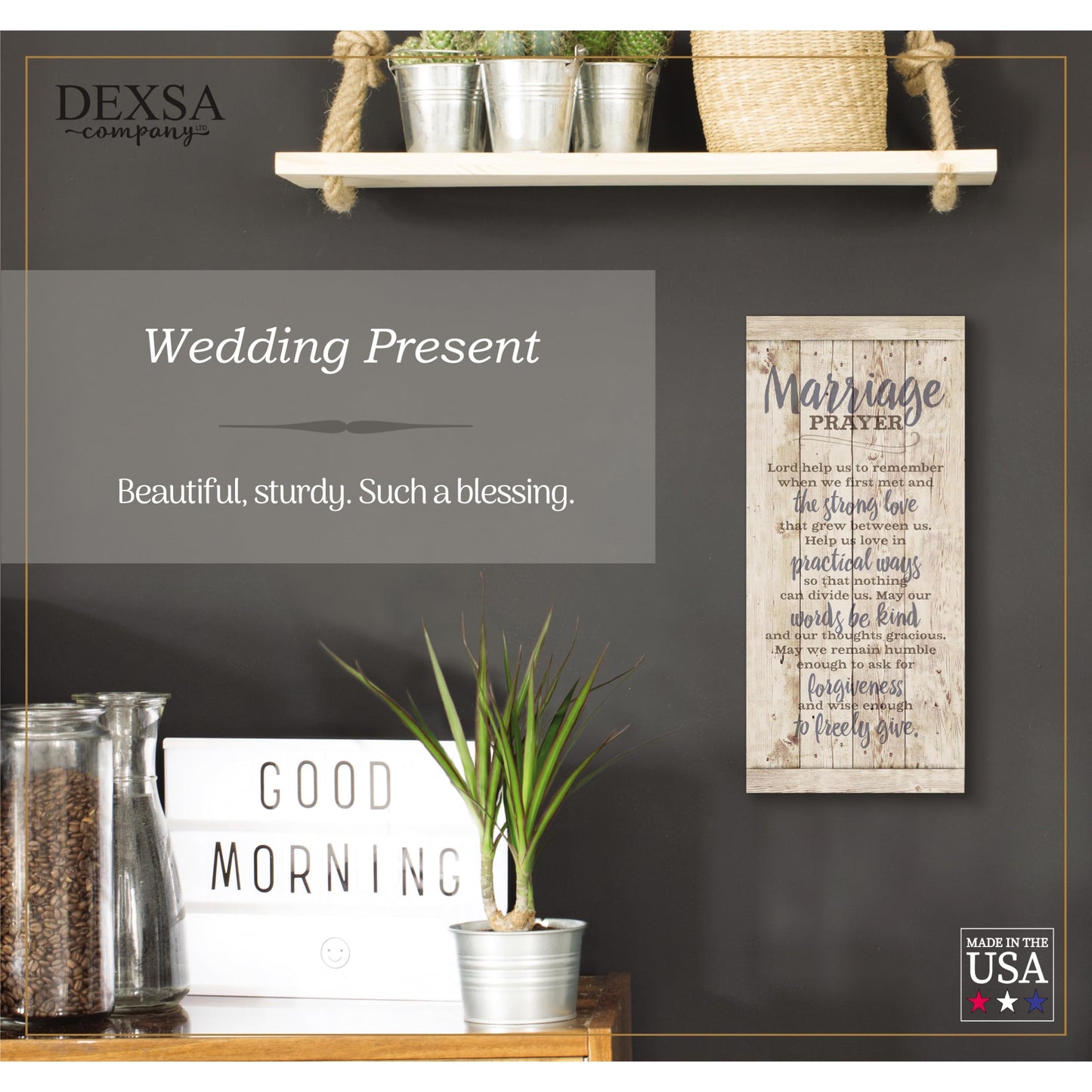 DEXSA Marriage Prayer Wood Plaque - Made in USA - 5.5"x12" - Original Verse - Frame Wall Hanging Decoration | Lord, Help us to Remember When we First met | Christian Family Religious Home Decor Saying