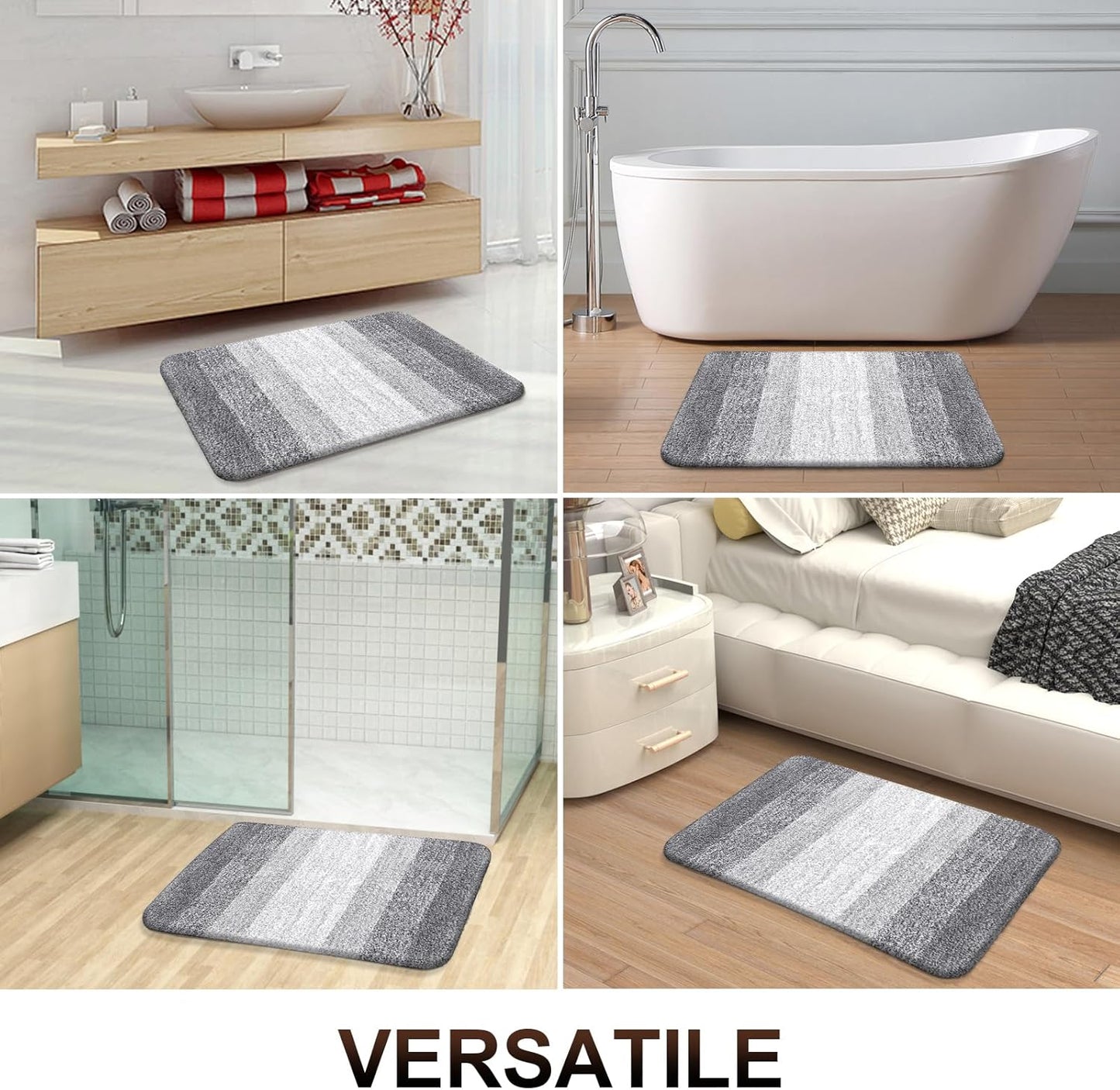 OLANLY Bathroom Runner Rugs 54x24, Extra Soft Absorbent Microfiber Bath Rugs, Rubber Backing, Quick Dry, Washable Bath Mats for Bathroom Floor, Tub and Shower, Home Decor Accessories, Light Grey