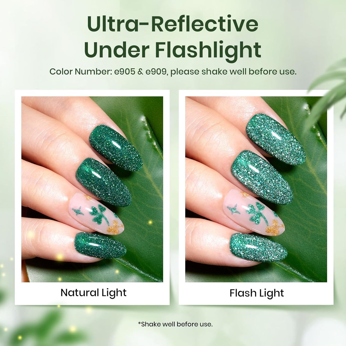beetles Gel Polish Christmas Green Gel Nail Polish Set Cat Eye Jelly with Color Swatch Dots Magnet 6 Color Glitter Enchanted Forest Theme for Salon Manicure Nail Art DIY at Home Gift for Women Girls