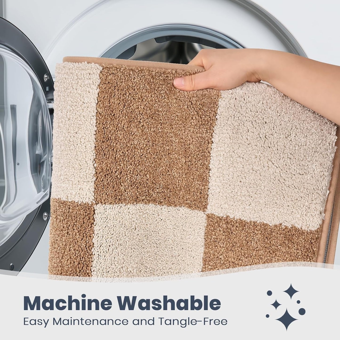 PURRUGS Bathroom Rug Non-Slip Machine Washable 30" x 60", Super Absorbent and Quick-Dry Bath Mat, Extra Soft and Plush Bath Rug for Shower, Bathtub and Sink, Beige & Grayish Brown