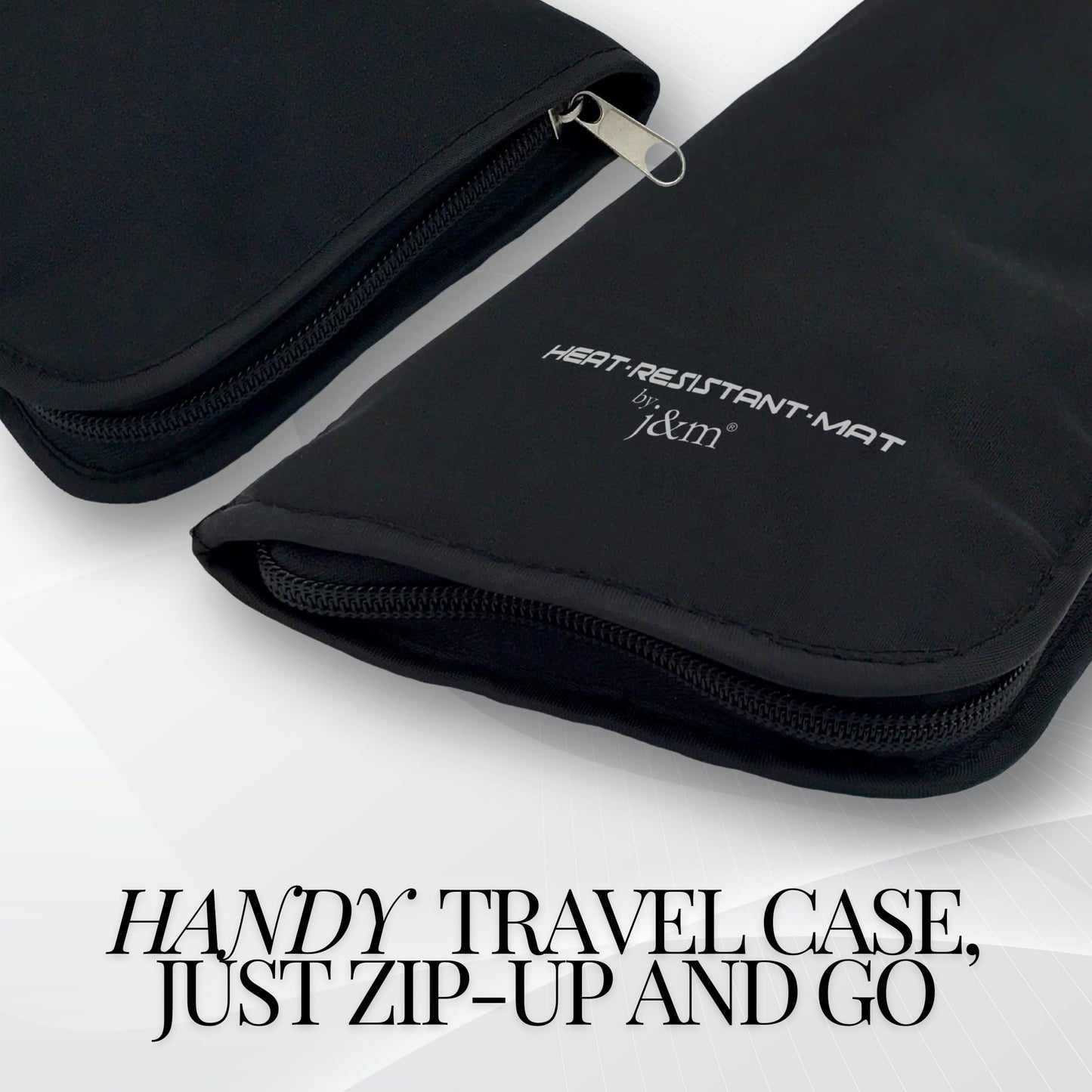 New: Hair Straightener Mat & Pouch by j&m - Enhanced Heat Resistant - Fits ghd, BaByliss & Larger Flat Irons - Zip-Up All-in-One