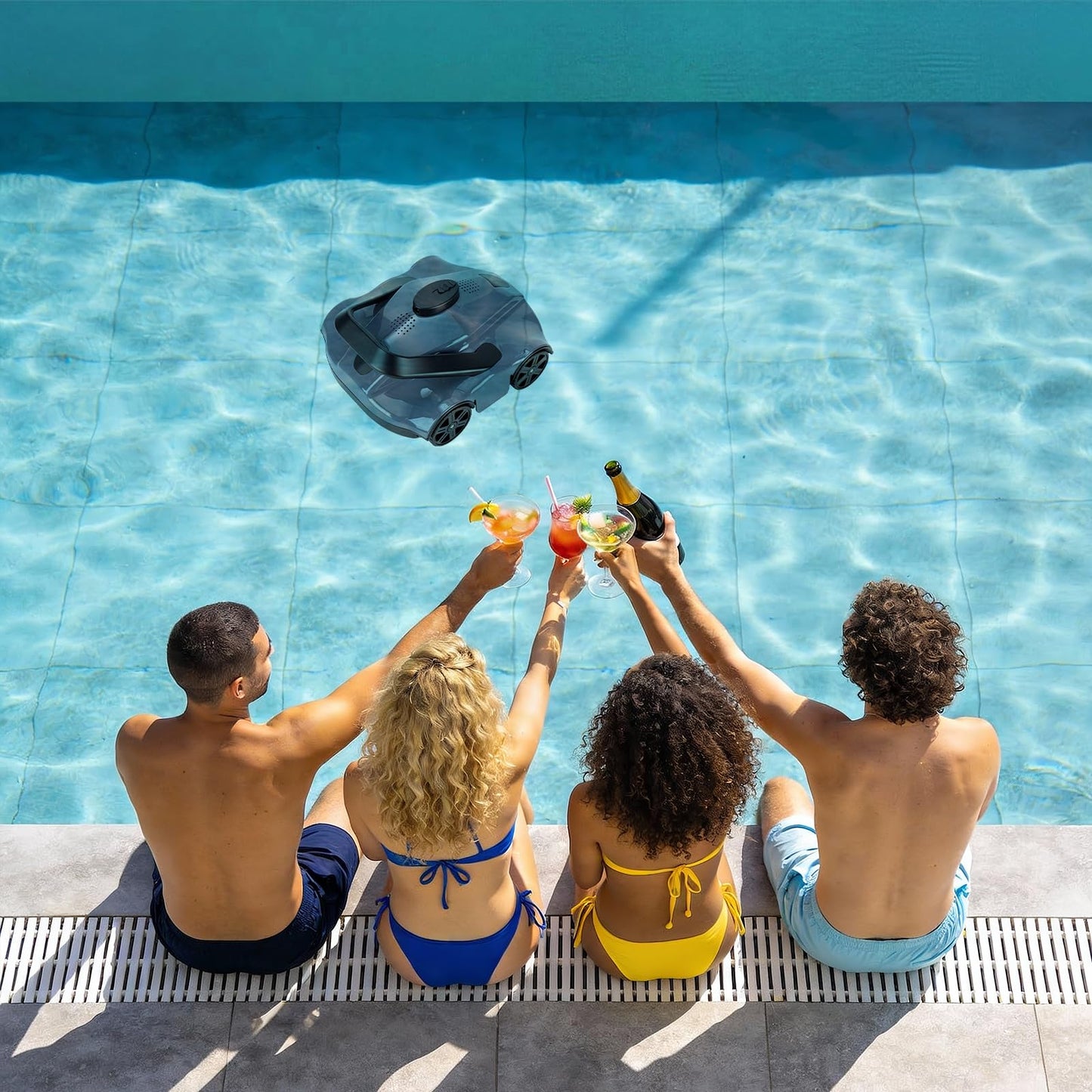 Garvee Cordless Robotic Pool Vacuum Cleaner with 130-Min Runtime, Self-Parking Technology for Above-Ground Pools up to 860 Sq.Ft, Efficient Filtration & Portable Design