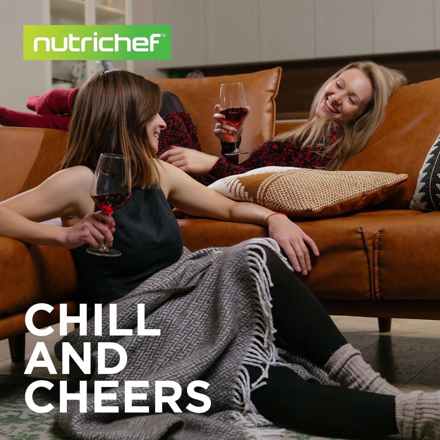 Nutrichef 24 Bottle Wine Fridge - Dual Zone Wine Chiller, Adjustable Temperature 41°F to 64°F, Ultra Quiet Operation, Free Standing Wine Cooler For Home, & Office, 39 x 11 x 26 IN (Black)