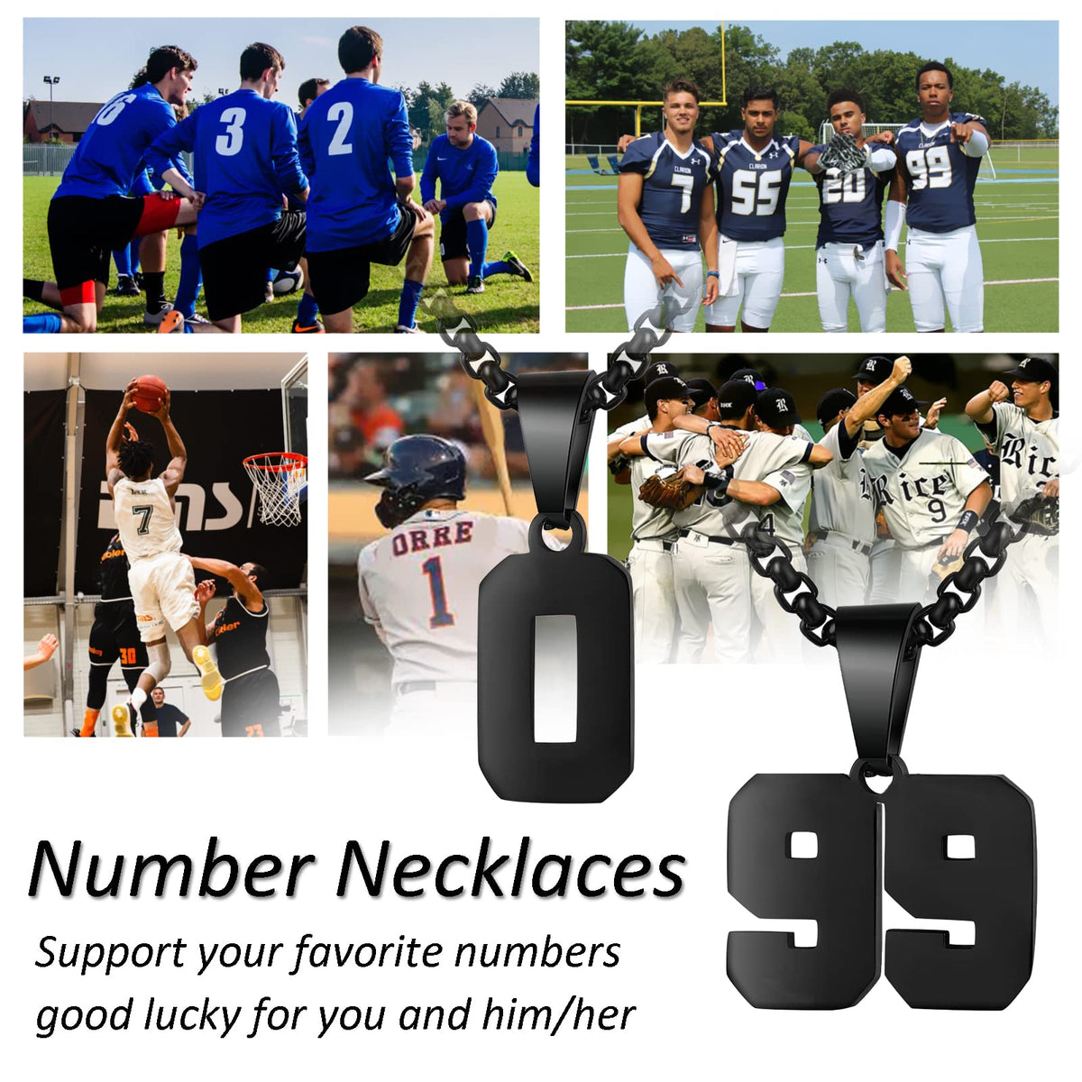 Number Necklaces Personalized Necklaces Black Initial Number Pendant Stainless Steel Chain Movement Necklaces for Men Women (64)