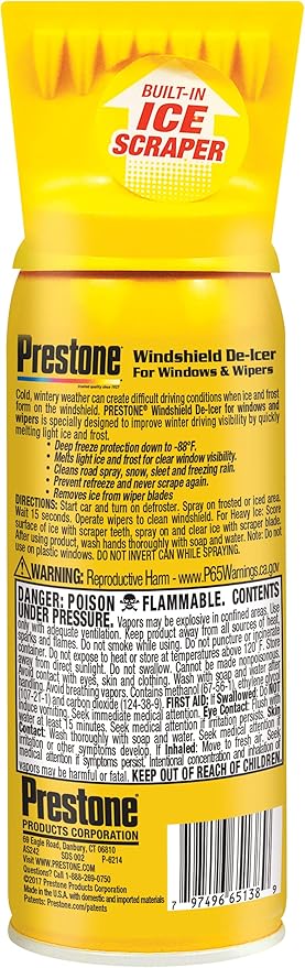 Prestone AS242 Windshield De-Icer - 11 oz. Aerosol (Pack of 2)