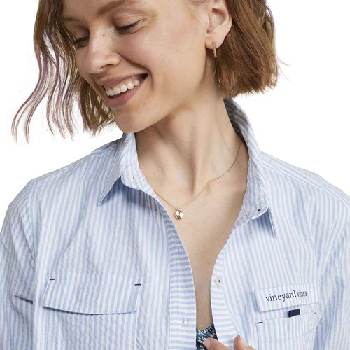vineyard vines Women's Standard Original Harbor Cover-Up, Seersucker/Jake Blue 2