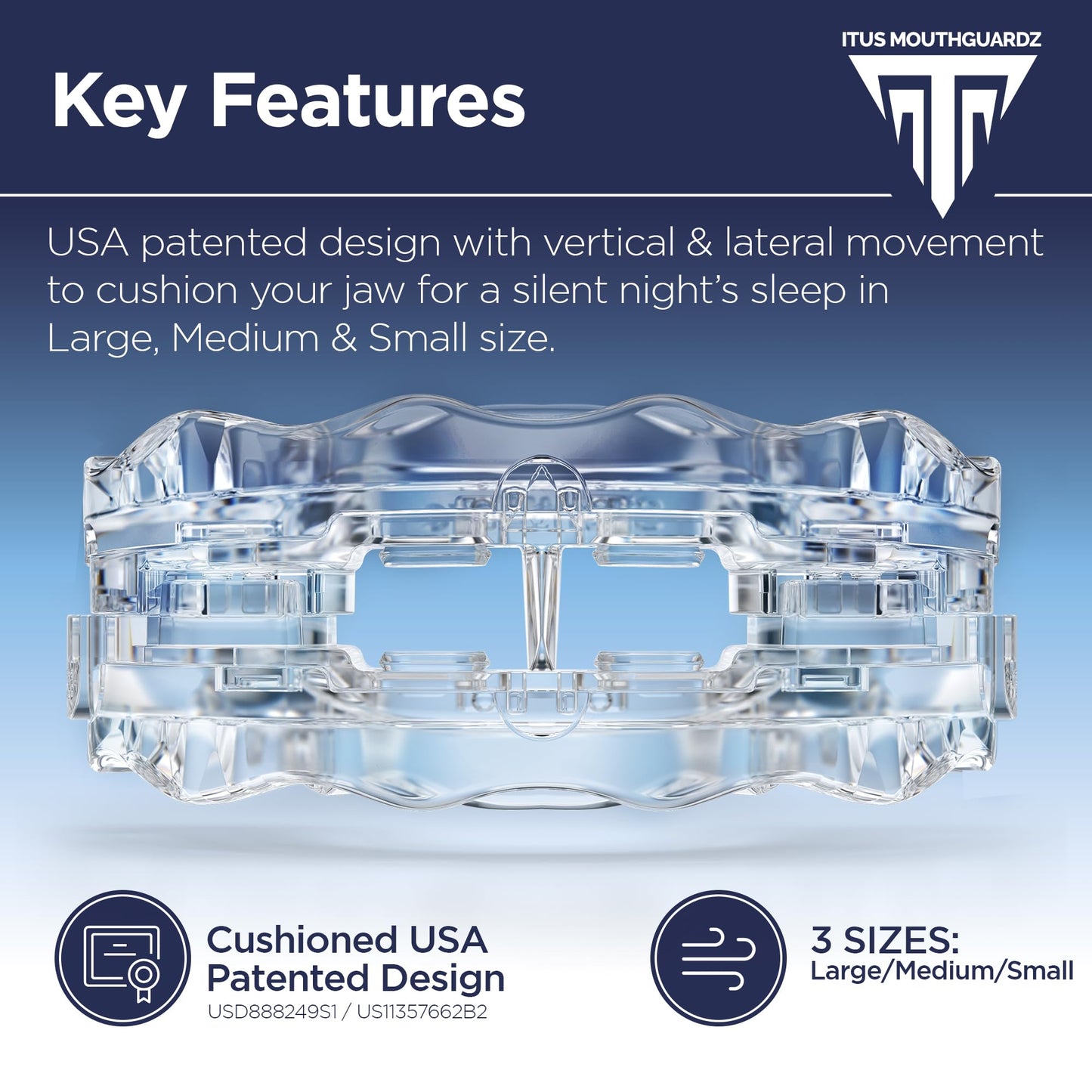 Itus Mouthguardz: SilentZPro 2.0 - USA Designed & FDA-Cleared Anti Snore Mouthpiece - Fully Adjustable Anti Snore Mouth Guard - Professional Patented Anti Snore Device, Large
