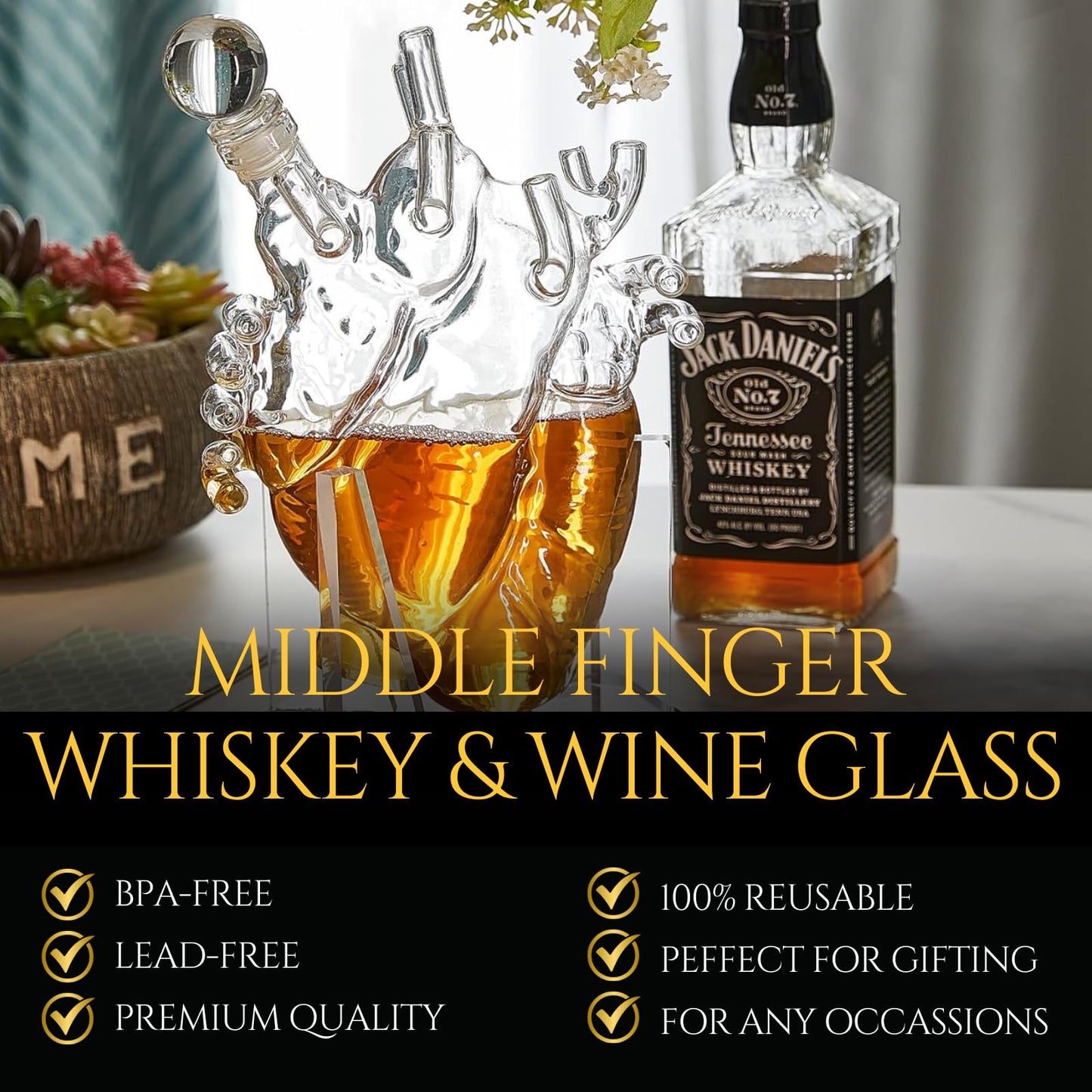 Heart Decanter Whiskey & Wine Decanter Set, Organ Aerator, Gift for that Someone You Love, Gift For Doctors, Cardiothoracic Surgeons, Nurse, Pre-Med, Adults (750 ML)