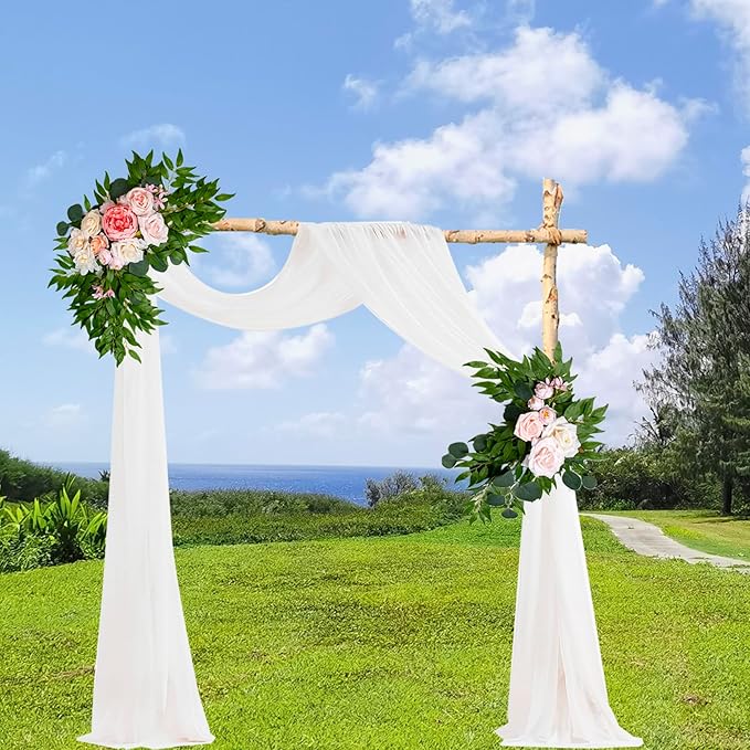AitnWoy Artificial Wedding Arch Flowers Kit 2 Pcs Dust Rose Flowers Silk Peony Floral Swag Welcome Sign for Wedding Ceremony Party Home Garland Decor