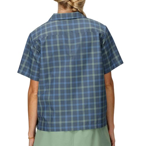 MARMOT Women's AirExchange UPF 40 Short Sleeve Camp Shirt - Lightweight Breathable Quick-Dry, Thunderhead Windowpane, Small