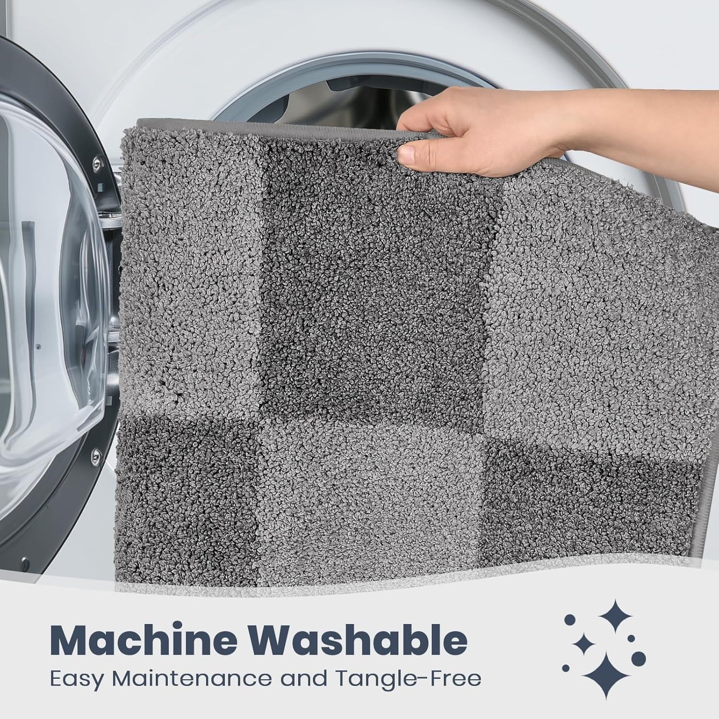 PURRUGS Bathroom Rug Non-Slip Machine Washable 30" x 60", Super Absorbent and Quick-Dry Bath Mat, Extra Soft and Plush Bath Rug for Shower, Bathtub and Sink, Grey & Dark Grey
