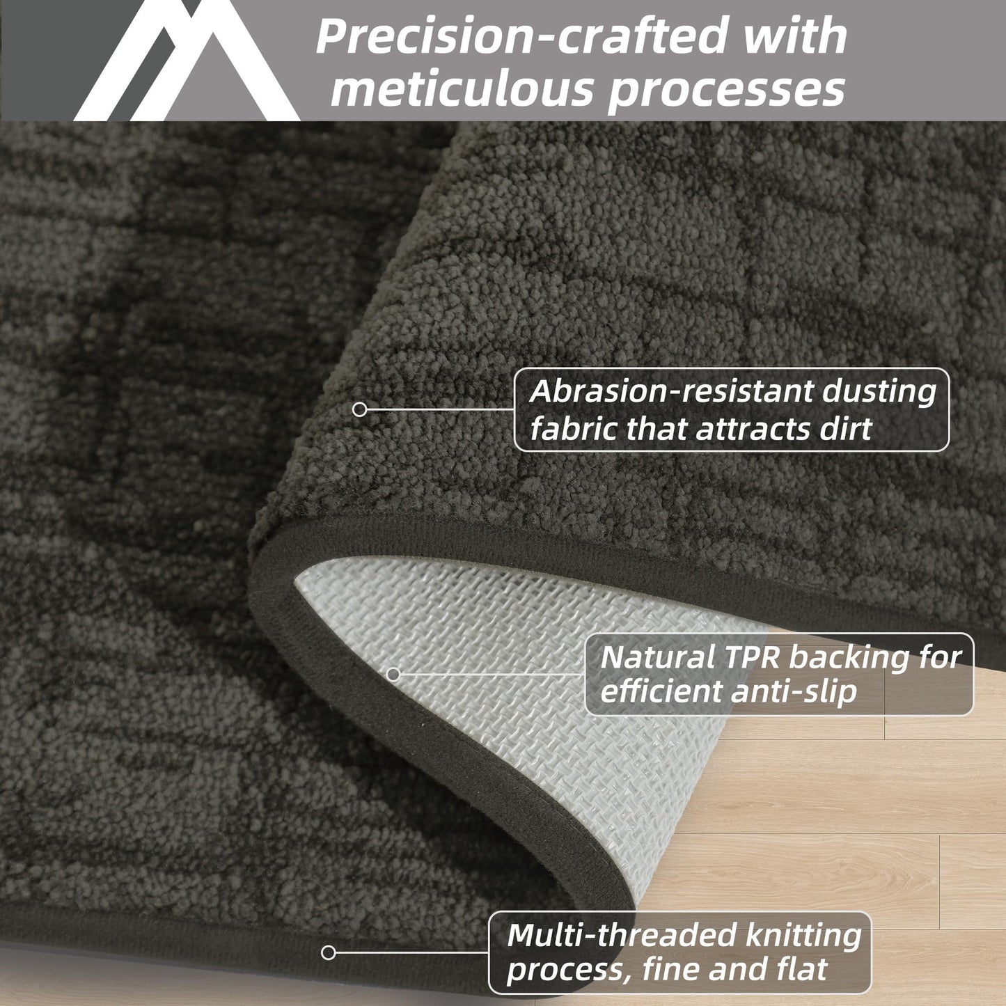 COSY HOMEER-Dirt-Trapper-Door-Mat 32"x48" Non-Slip Entryway Rugs Washable Welcome Mat Absorbent Entrance Mats Low Pile Dog Door Mats for Front Back Doomats and Wet Shoes,Dark Grey