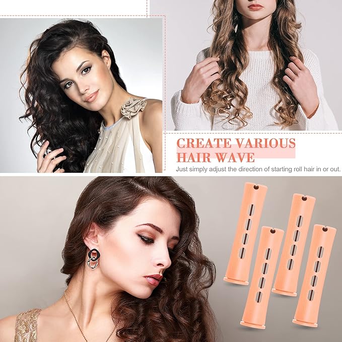 WILLBOND 36 Pieces Cold Wave Rod Hair Perm Rods Hair Rollers Perming Curlers with Steel Rat Tail Comb for Hairdressing Styling