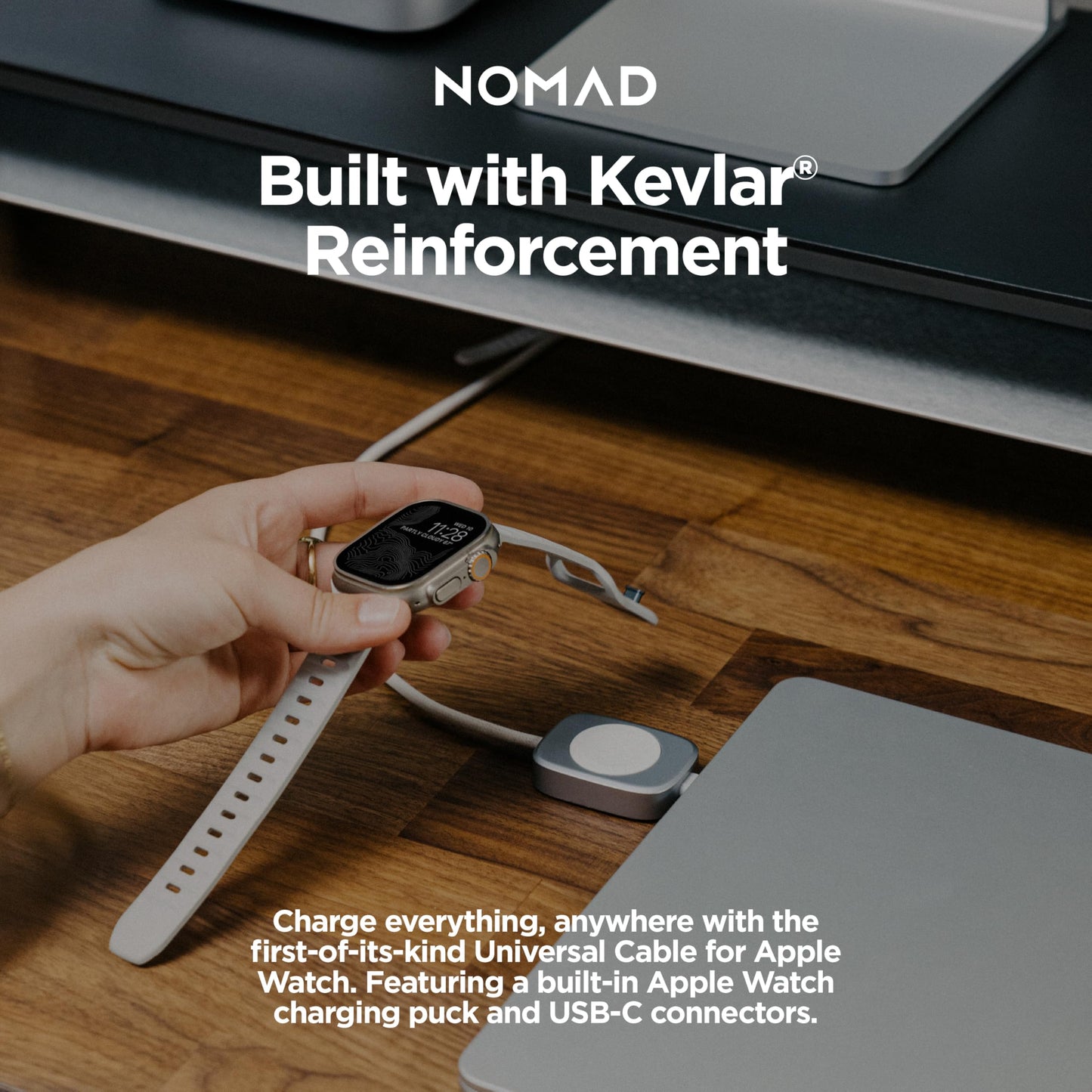 Nomad Apple Watch Charger Usb Type C Cable 1.5M White 2In1, Usb C Charging Cable - 100W Fast Iwatch Charger Usbc For Apple Watch