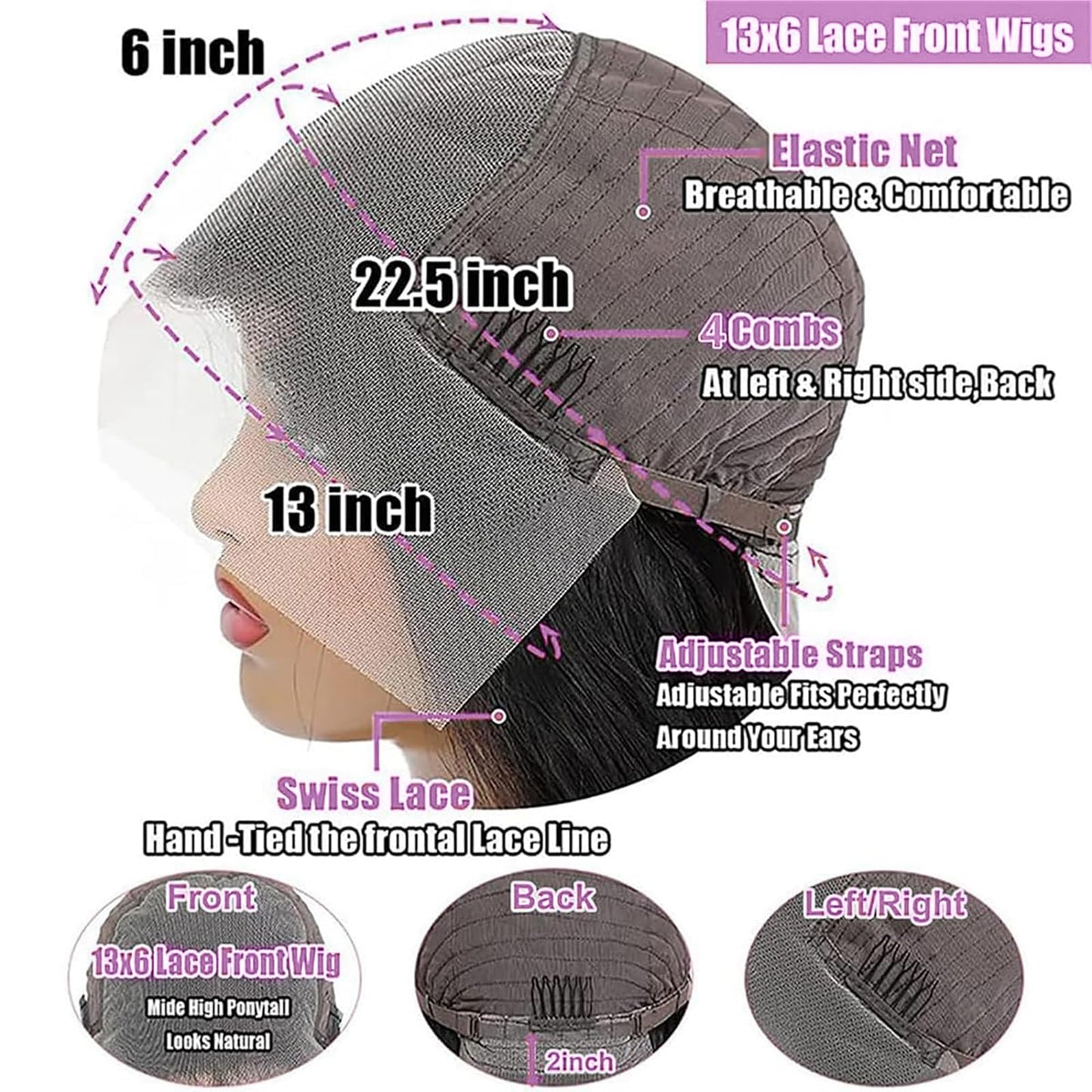 Gureimi 26 Inch Body Wave Lace Front Wigs Human Hair 200 Density 13x6 HD Lace Front Wigs Human Hair Pre Plucked for Women