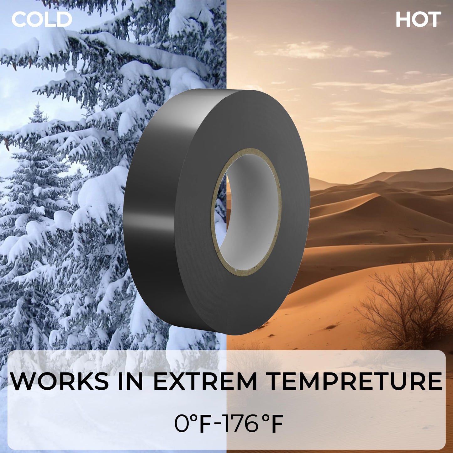 SWRT 12 Pack Black Electrical Tape Waterproof, 0.75 in x 66 FT High Temp Electric Tape Under 600V for All Weather - UV Protection - Flame Retardant