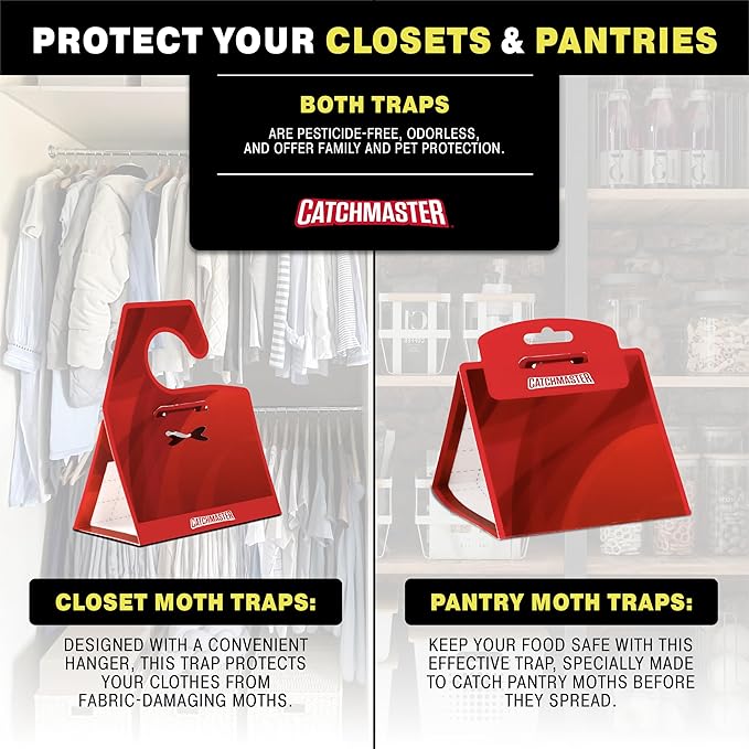 Catchmaster Pantry Moth Traps with Premium PheroGuard Technology – XL, Extra-Strength Glue – Traps & Eliminates Moths – Protects Pantry, Cabinets & Food Storage – 6-Pack