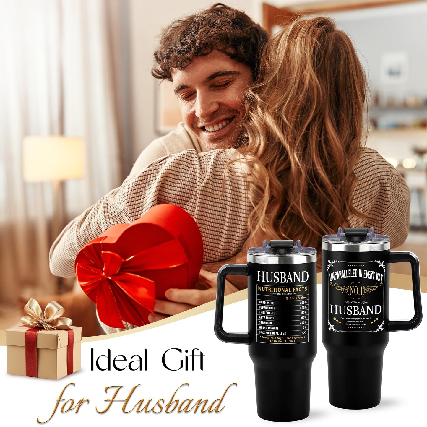 Gifts for Husband from Wife - Birthday Gifts for Husband - Anniversary Wedding Gift for Men - Christmas Valentines Day Gift for Him - Best Husband Ever Gifts - To My Man 40 Oz Tumbler
