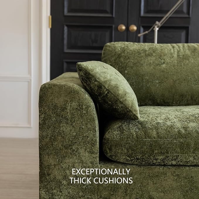 88''Cloud Sectional Couch, Modern L-Shape Sofa, Oversized Convertible 2 Seater Modular Couches for Living Room, Forest Green