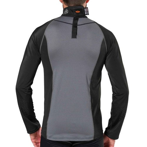 Shock Doctor Compression Shirt with Neckguard for Hockey. Long Sleeves with Integrated Neck Guard. for Adult Men Black/Grey