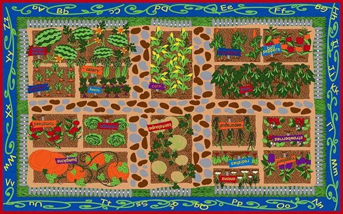 KIDCARPET.COM Garden of Good Health Nylon Area Rug, 7'6" x 12', Multicolored, Educational Classroom Rug, Kids Learning Play Mat | Area Rug for Bedroom or Playroom