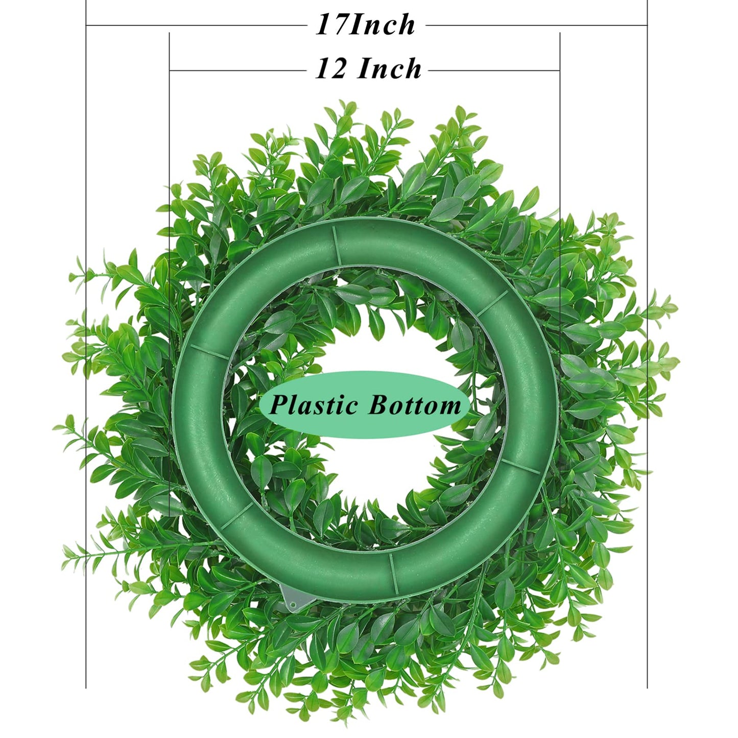 U'Artlines 17inch Front Door Wreaths Artificial Spring Summer Greenery Hanging Garland for Home Wedding Wall Window Decoration (17'inch Boxwood,1)