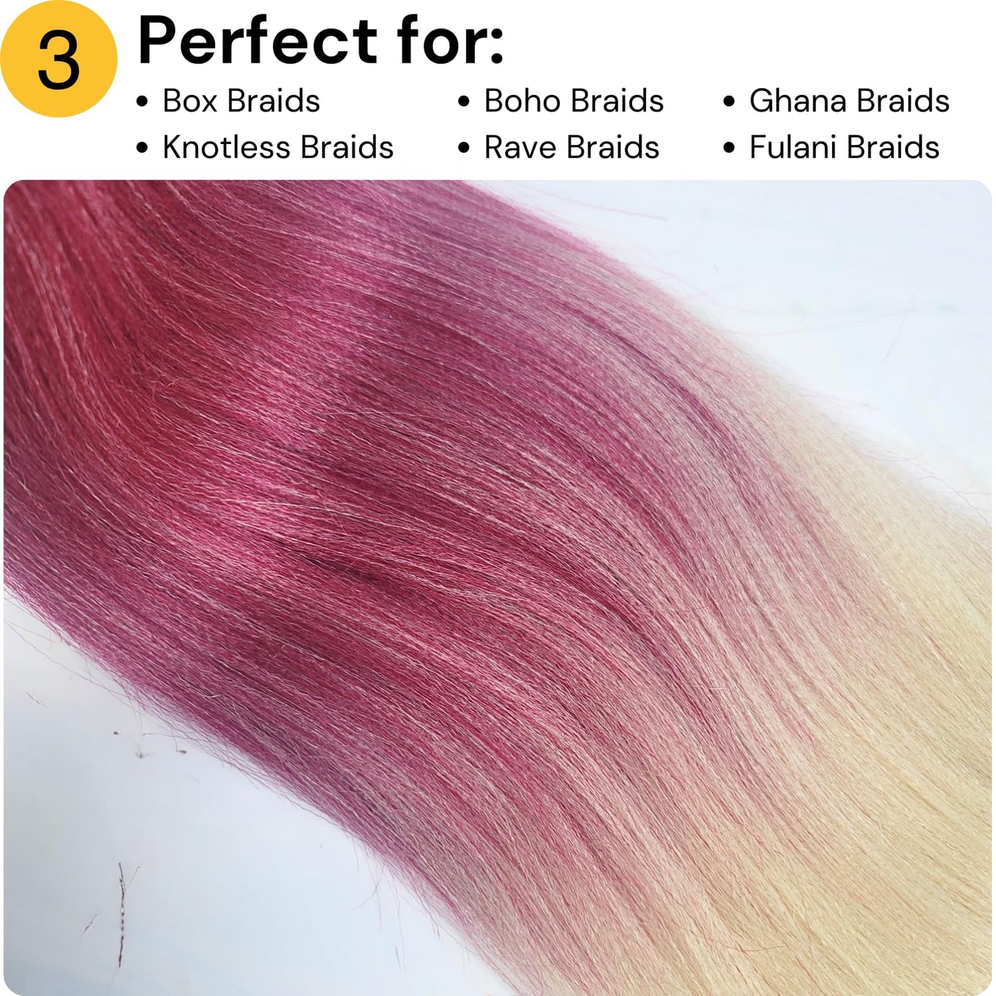 Ombre Blonde Braiding Hair ez braid pre stretched hypoallergenic braiding hair Extensions for Knotless Box Braids 3 Packs