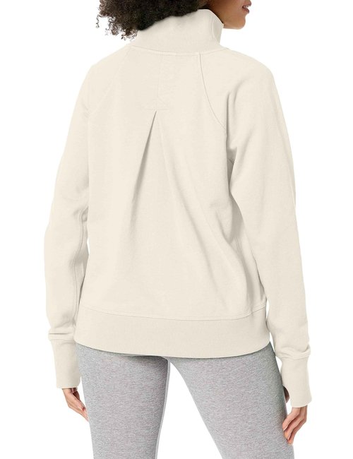Sweaty Betty Women's Revive Lounge Ribbed Half Zip Pullover Sweatshirt Sweatshirt, Lily White, Medium