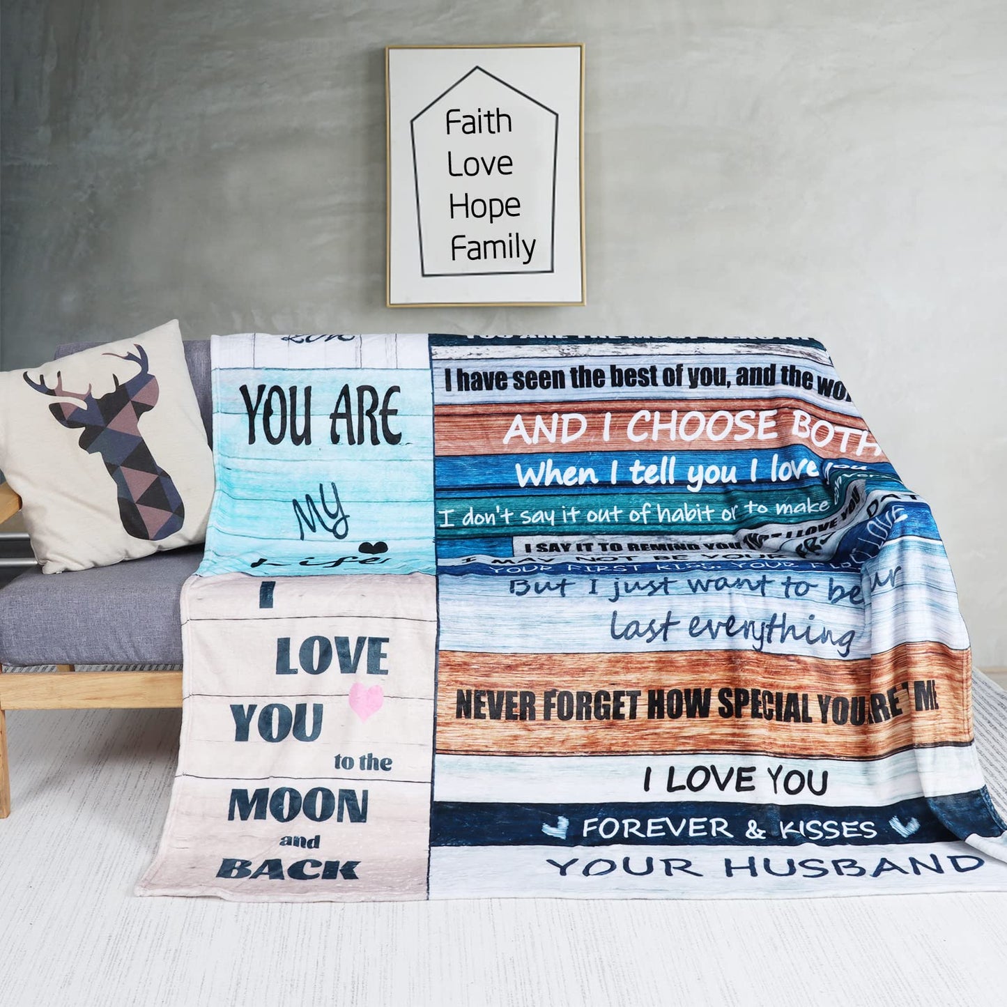 STRJOYNY Gifts for Wife from Husband, Anniversary Wedding Birthday Gift Ideas for Wife, I Love You Gifts for her, Romantic Gift for Women, to My Wife Blanket for Bedding Sofa Office Travel, 60''x50''