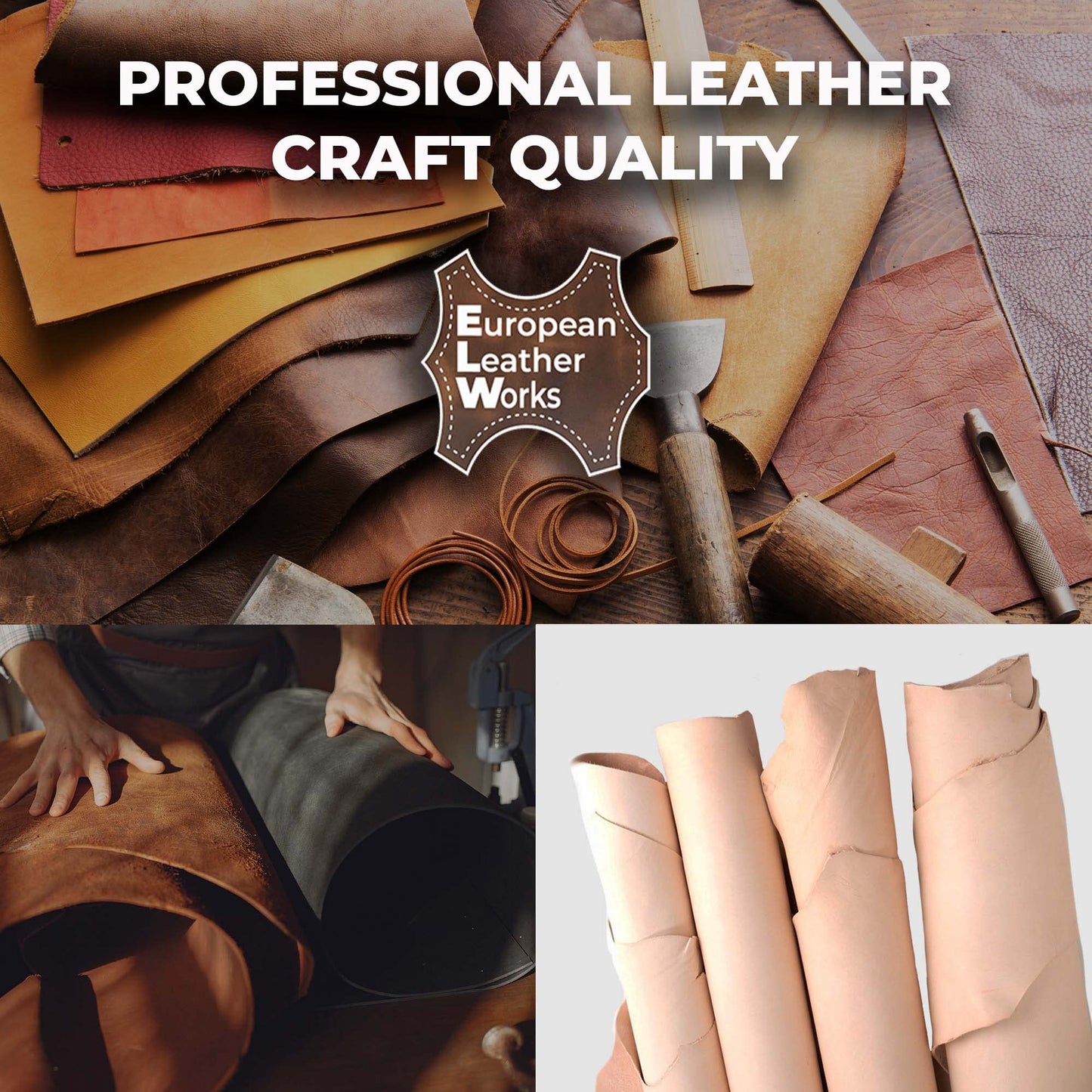 ELW 7-8 oz.(3-3.2 mm) Thickness Pre-Cut Square 18-20 SQ FT, Tooling Leather Vegetable Tanned Full Grain Leather - Cowhide Leathercraft for Holsters Knife Sheaths Coasters Molding Emboss Stamp Cases