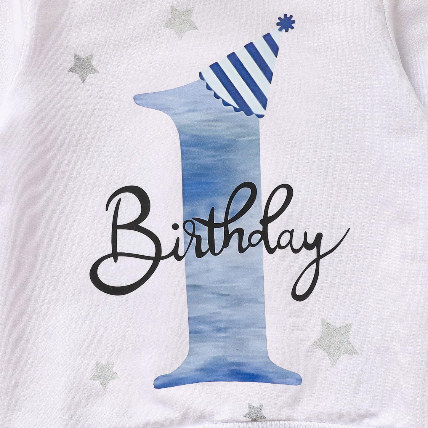 ZOELNIC 1st Birthday Clothes Boy Baby One Year Old Long Sleeve Shirt Pants Fall Winter Outfit (Blue, 12-18 Months)