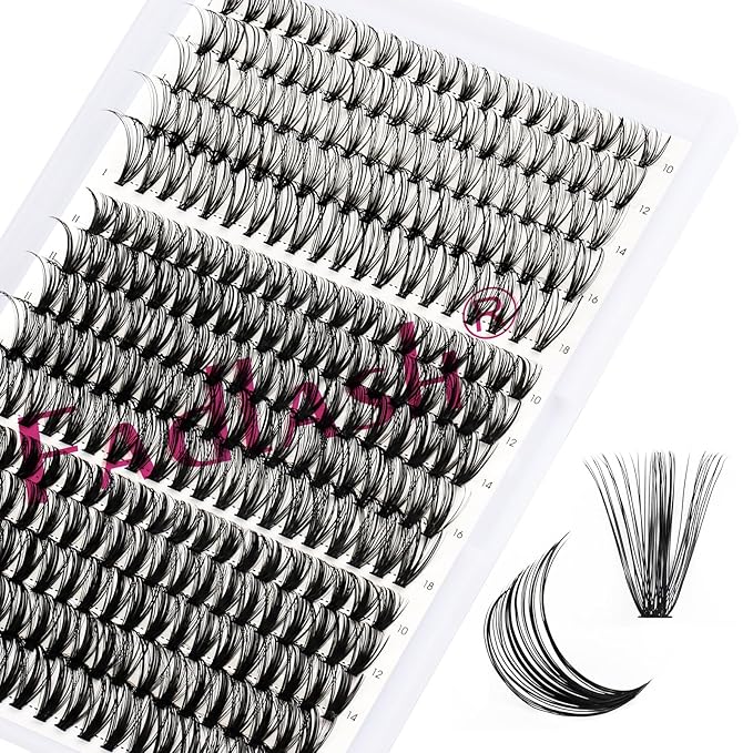 Individual Lashes 300pcs 20D+40D+50D Mixed Lash Clusters D Curl Cluster Lashes Natural Look Lash Clusters Extensions Cluster Lashes DIY Eyelash Extension Supplies (20D/40D/50D-0.07D, 10-18mm)