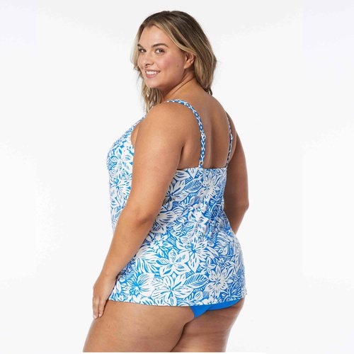 COCO REEF Loose Fit Tankini Top — Bra Sized Underwire V-Neck Swim Top — Bungalow Floral 36C
