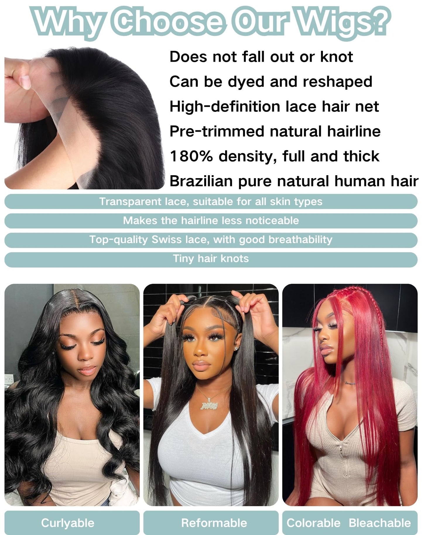 Amyes Straight Lace Front Wigs Human Hair Pre Plucked 13x4 HD Lace Front Wigs 200% Density Glueless Wigs for Black Women Natural