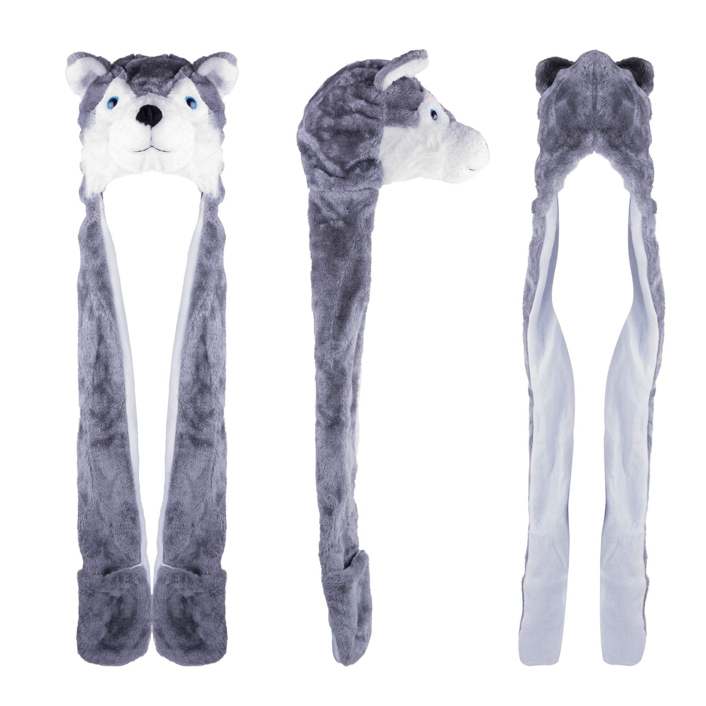 Super Z Outlet Cute Plush Animal Hat Winter Warm Winter Fashion Clothing Accessories (Husky/Wolf-Long)