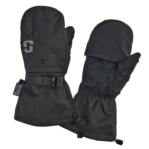 Striker Unisex Crossover Flip Mitts - Durable Insulated Ice Fishing Mittens with Adjustable Wrist and Gauntlet Closure, Black, Medium