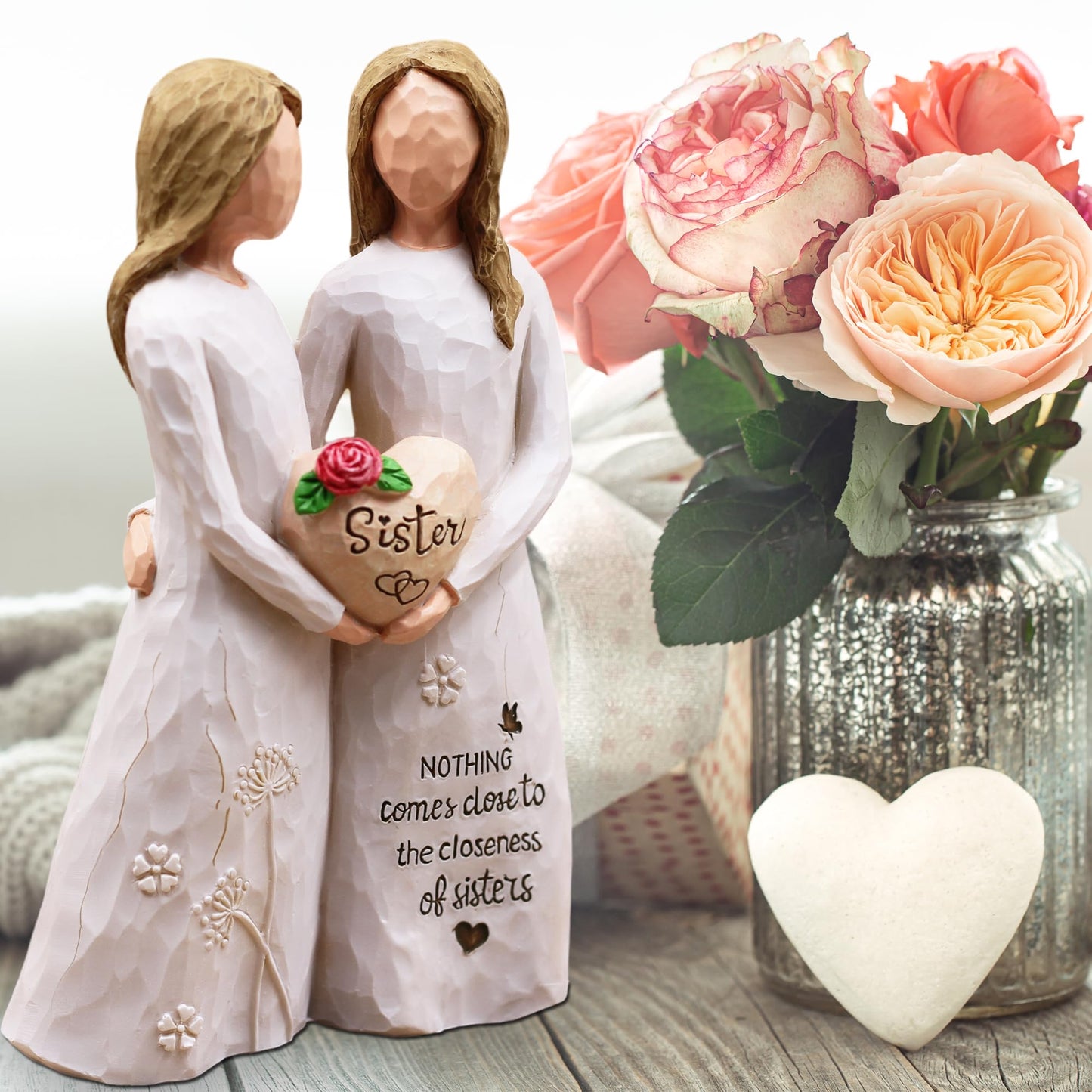 BORLESTA Sister Birthday Gifts - Christmas Birthday Gifts for Sister,Friend, Big Sisters Gift for Girls,Friendship,Friend Gift for Women Hand-Painted Figure