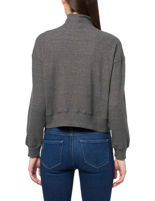VELVET BY GRAHAM & SPENCER Women's Georgia Triblend Cozy Rib Sweater, Charcoal