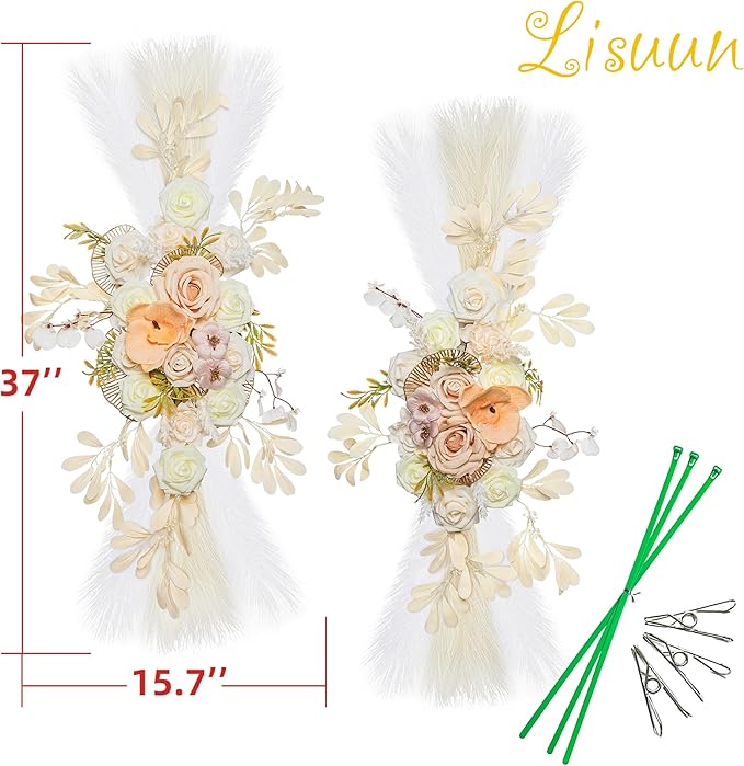 Wedding Arch Flowers, Artificial Flowers for Decoration, Large Flower Swag for Boho Styles Wedding Ceremony Floral Decor - Pack of 2