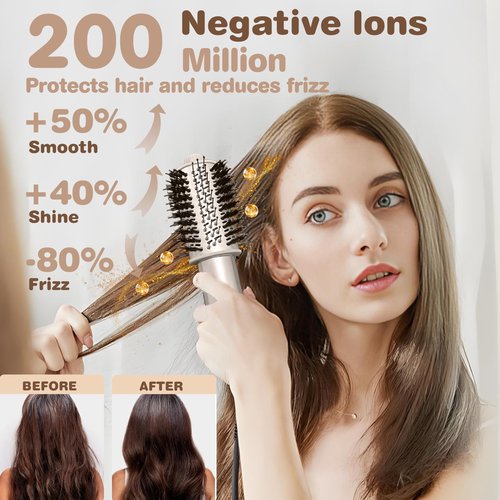 Hair Dryer Brush and 8 in 1 Hair Styler, Blow Dryer Brush with 110,000 RPM High-Speed Negative Ion, Multi Hair Styler with HD Digital Display for Fast Drying Straightening Curling (Black)