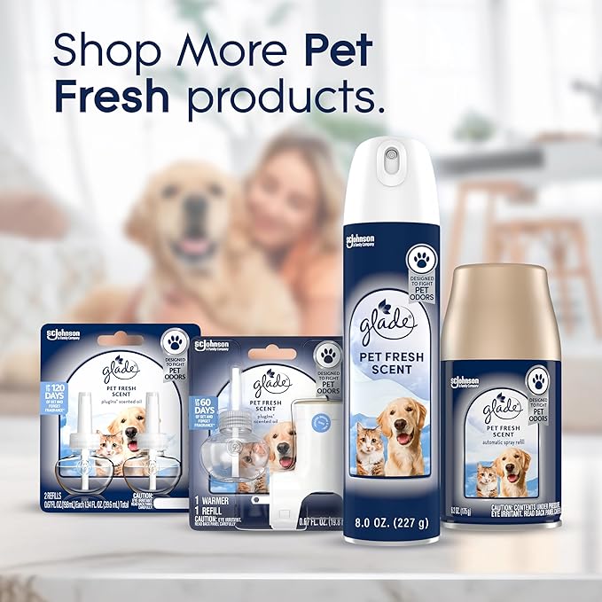 Glade PlugIns Refills Air Freshener, Pet Fresh Scent, Scented and Essential Oils for Home and Bathroom, 0.67 Fl Oz, 2 Count