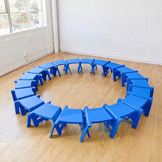 ECR4Kids Linking Stool Set, Flexible Seating, Blue, 4-Piece