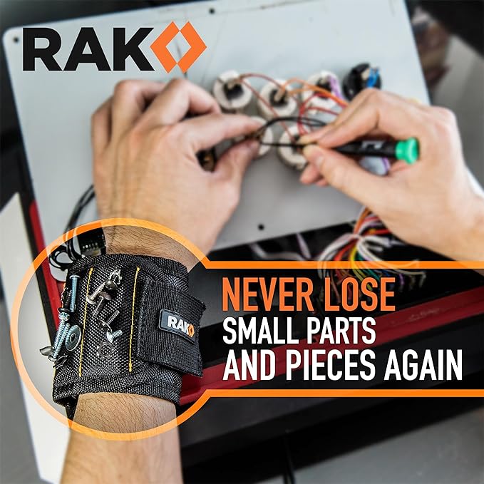 RAK Magnetic Wristband, Thumb Loop for Holding Screws, Nails, Drill Bits for Men - Made from Premium Ballistic Nylon, Lightweight Powerful Magnets for Dad, Husband, Grandpa, Handyman