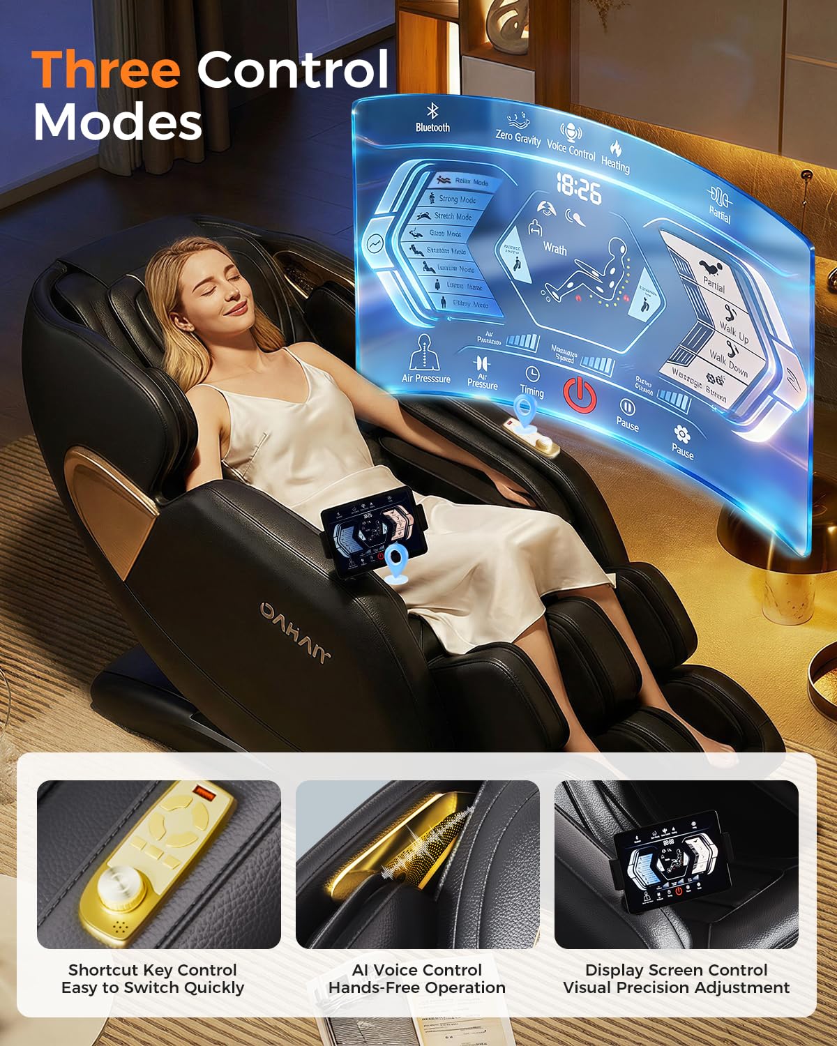 DAHAIY ππππ πππ° ππ©π π«πππ 3D Massage Chair Full Body, AI voice control, PU Leather Zero Gravity Heated Back Foot Hand Massage Recliner Chairs, Living room furniture,Office,Portable - Black