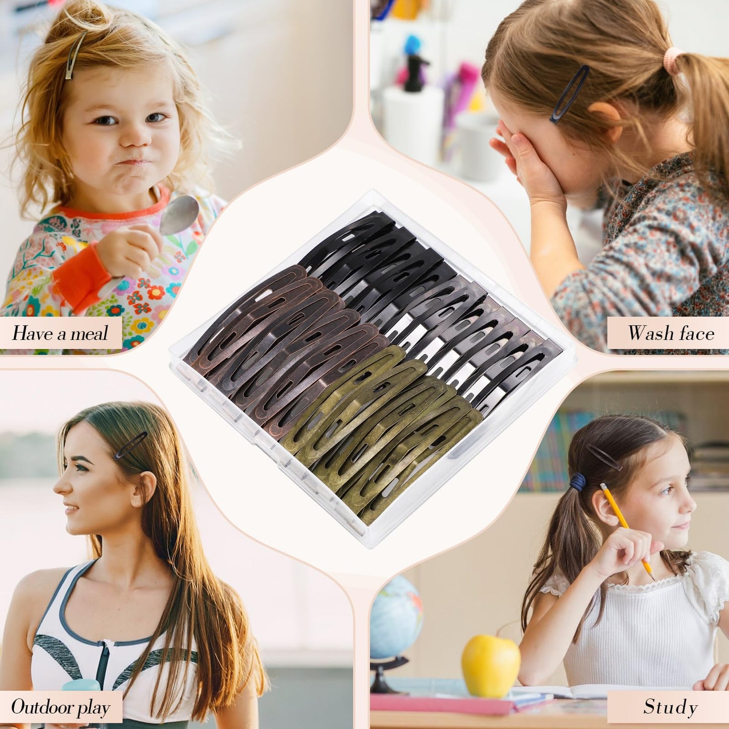 obeoby 40 Pcs 5 Colors Metal Snap Hair Clips, 2.4 Inch Hair Barrettes Hair Accessories for Women Girls