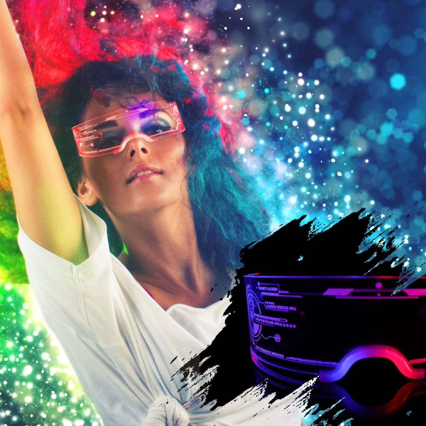 Oybete LED Light Up Glasses For Party LED Glasses For Adults Kids Futuristic Sunglasses Cosplay Costume Rave Accessories Glowing Neon Sunglasses,Gifts(Cool Glasses)