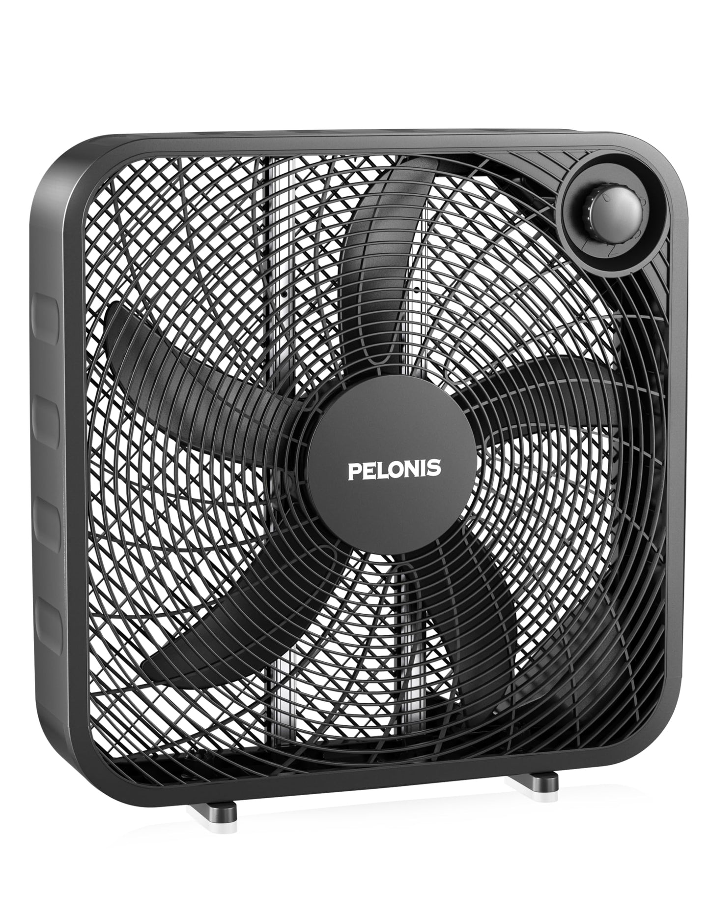 PELONIS 20 Inch Box Fan - 3 Speeds, 25ft/s, Floor Fans, Superior Air Throw (2295 CFM), Lightweight, 5 Blades, Portable & Durable
