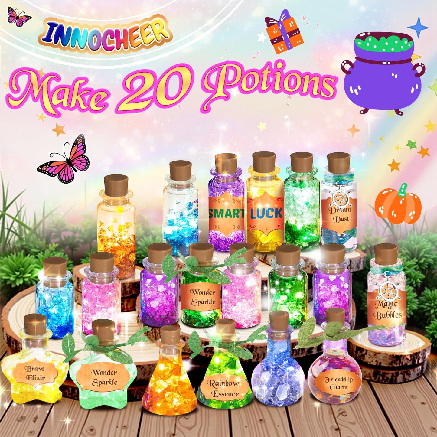 INNOCHEER Potion Kits for Kids Toys, Kids Potion Making Kit with Halloween Tablecloth, Birthday Toys for 6 7 8 9 10+ Year Old Girls