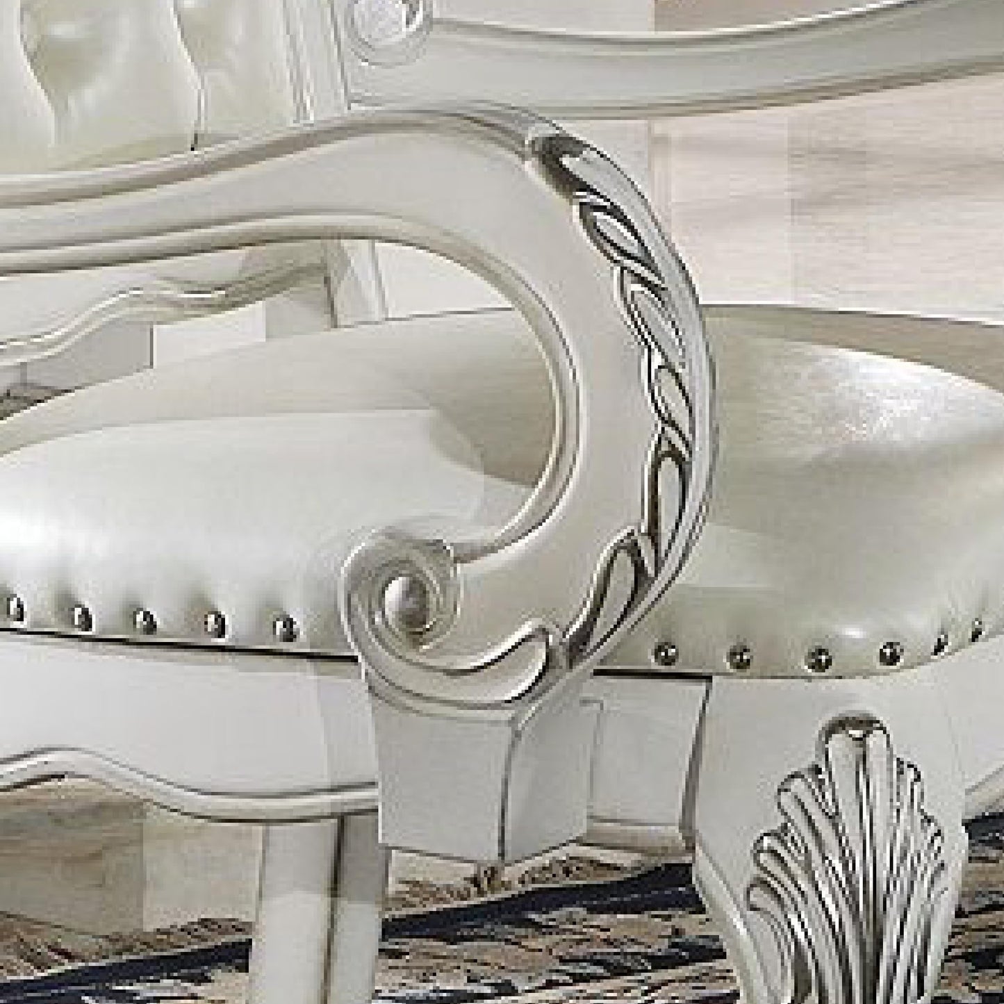 Acme Furniture Dresden Synthetic Leather Upholstered Executive Office Chair, Bone White