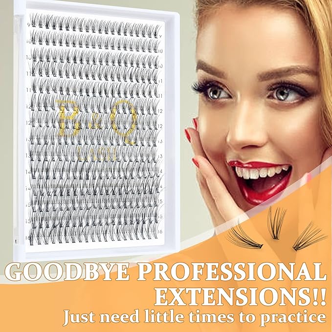 Individual Lashes 280 Cluster Lashes Clusters B&Q Eyelash Clusters 10D 20D DIY Eyelash Extension Lash Clusters Extensions C D Curl Cluster Eyelash Extensions(20D-D-0.07,9-16 mix)